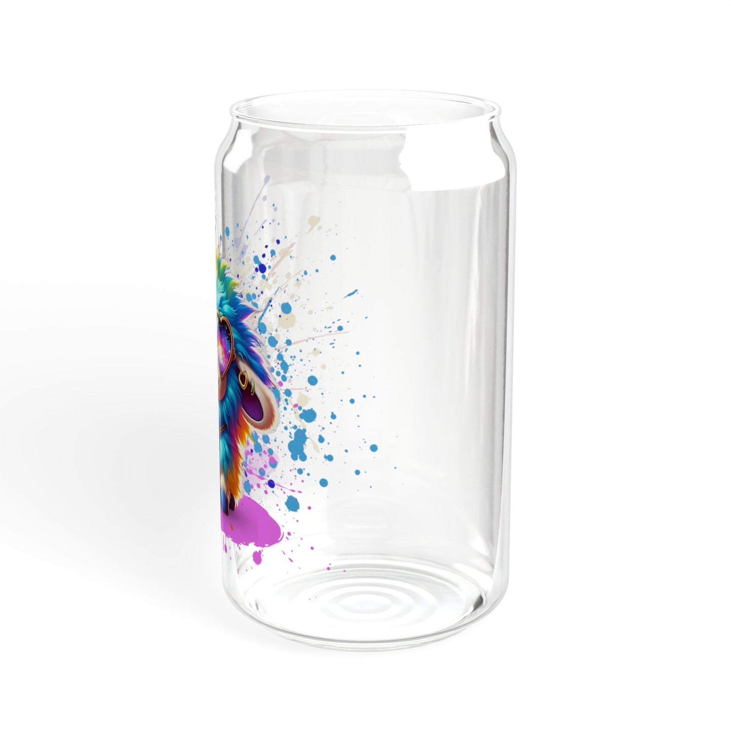 Sunny the Snuggly Sheep Glass Can – 16oz Sipper with Bamboo Lid & Straw | Imaginaria Cozy Cosmic Drinkware