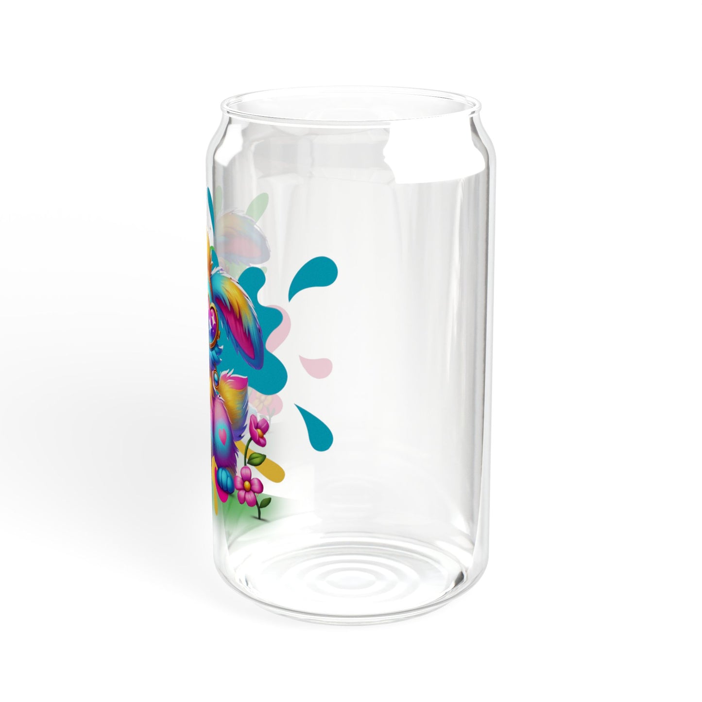 Rosie the Radiant Rabbit Glass Can – 16oz Sipper with Bamboo Lid & Straw | Imaginaria Drinkware