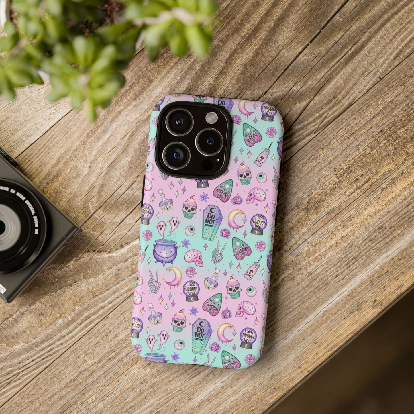 Kawaii Pastel Goth Phone Case – Cute Spooky Ghosts, Skulls & Planchettes – iPhone Case for Alt Girls, Vaporwave Witchcore Aesthetic