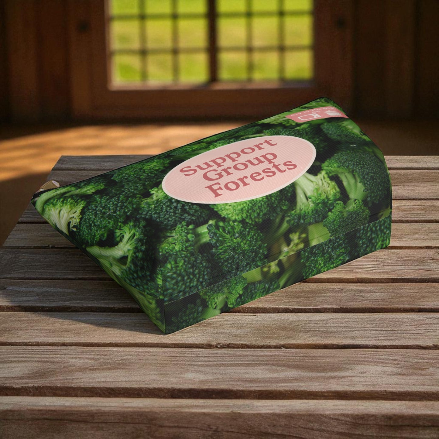 Support Group Forests Broccoli Accessory Pouch | Eco-friendly Makeup Bag, Travel Organizer, Gift for Vegans, Sustainable Lifestyle
