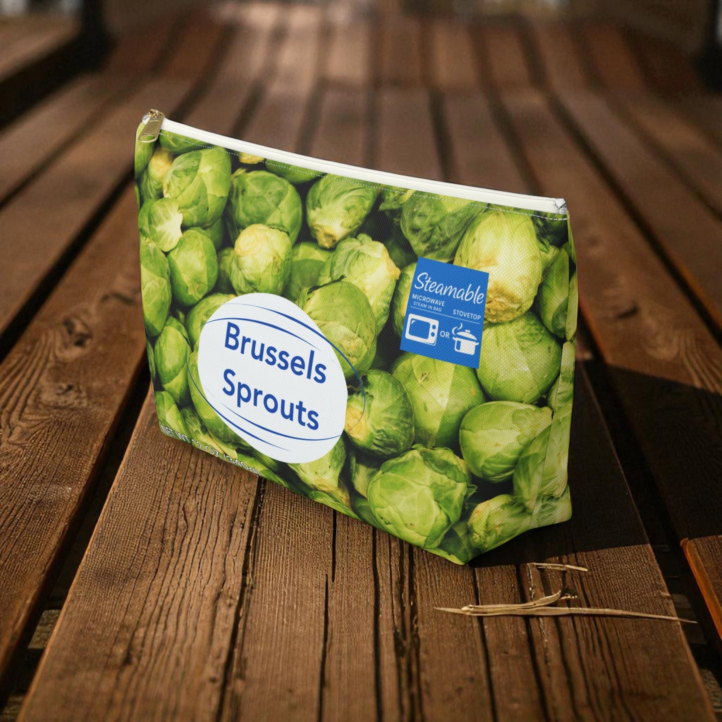 Brussels Sprouts Zipper Pouch, Funny TBottom Cosmetic Bag, Steamable Design, Makeup Bag Gift for Veggie Lovers, Kitchen Queens