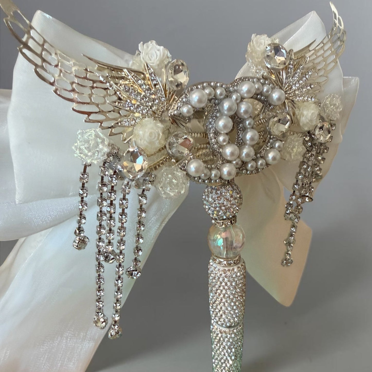 Designer-Inspired Pearl Angel Wing Statement Pen