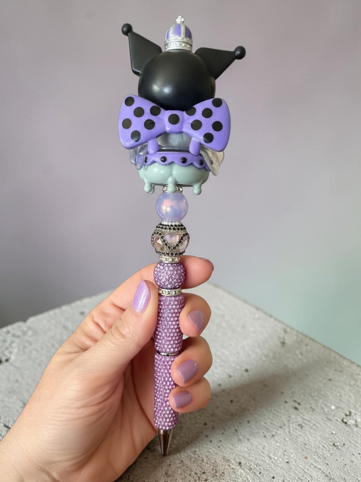 Kuromi Inspired Beaded Pens – Rhinestone Character Pens with Variants