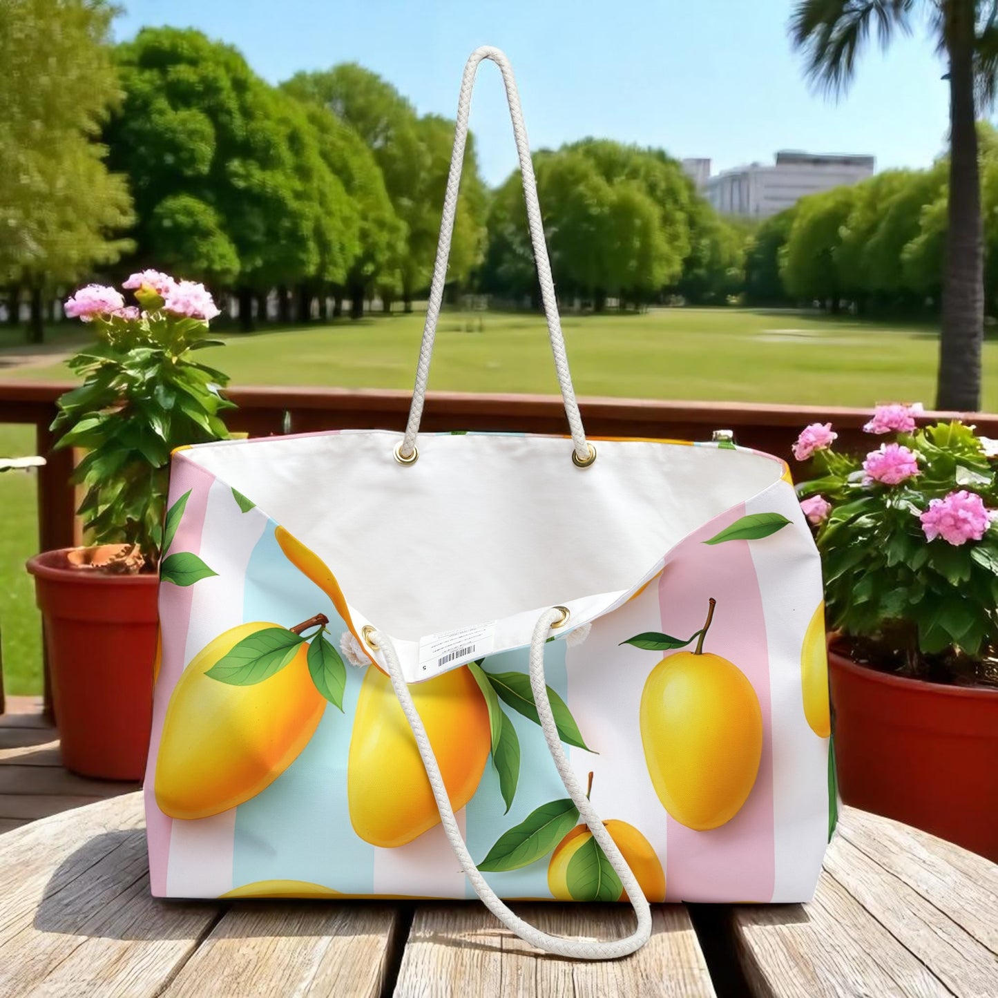 Lemon Print Weekender Bag, Tropical Travel Tote, Summer Beach Bag, Weekend Getaway Essentials, Stylish Gym Bag, Gift for Him or Her
