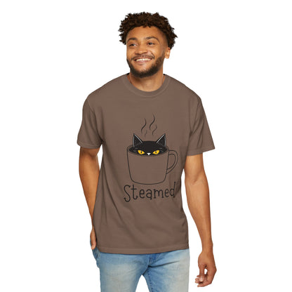 Steamed Cat Mug Tee – Sassy, Spooky, and Caffeinated