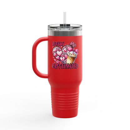 Lovely & Caffeinated 40oz Insulated Travel Mug - Perfect for Coffee Lovers