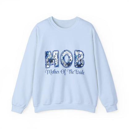 Blue Floral Print Mother of the Bride Crewneck Sweatshirt - Unisex Comfortable Gift for Weddings