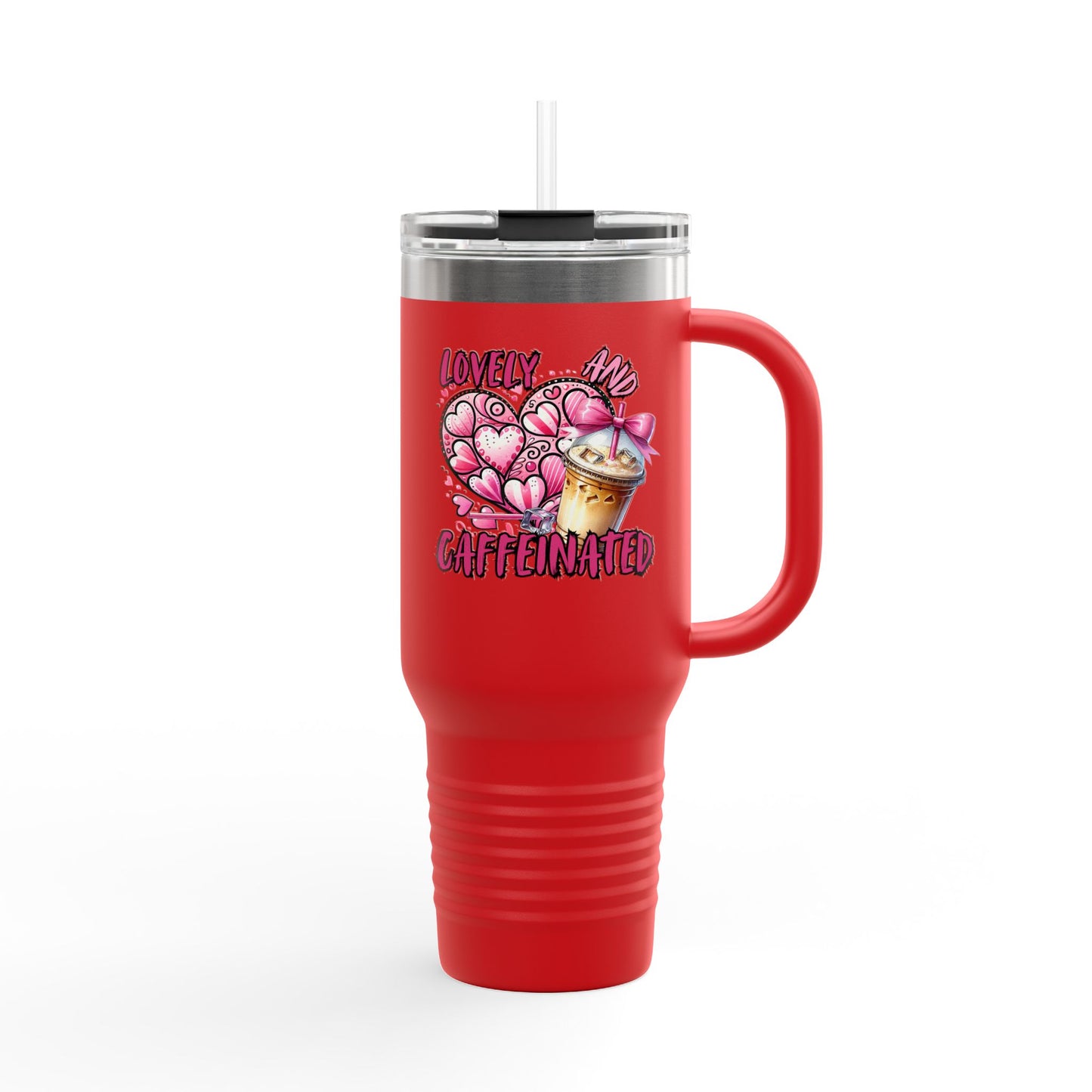 Lovely & Caffeinated 40oz Insulated Travel Mug - Perfect for Coffee Lovers