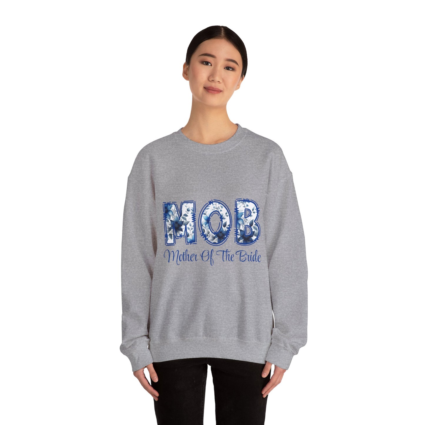 Blue Floral Print Mother of the Bride Crewneck Sweatshirt - Unisex Comfortable Gift for Weddings