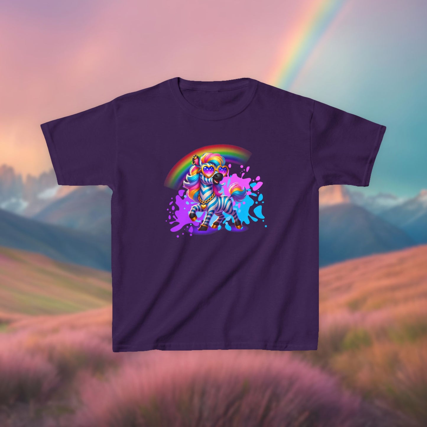 Zara the Zesty Zebra Youth T-Shirt – Imaginaria Bold Stripes Character Tee | Rainbow Kids Apparel