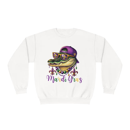 Mardi Gras Alligator Sweatshirt - Colorful New Orleans Party Vibes