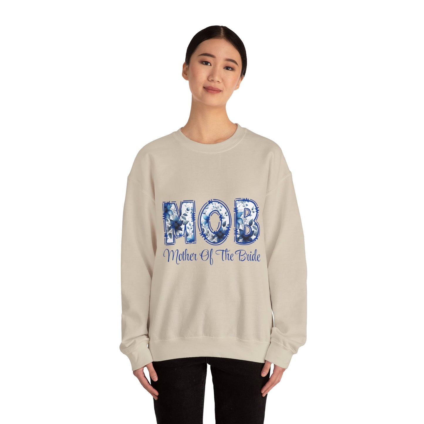 Blue Floral Print Mother of the Bride Crewneck Sweatshirt - Unisex Comfortable Gift for Weddings