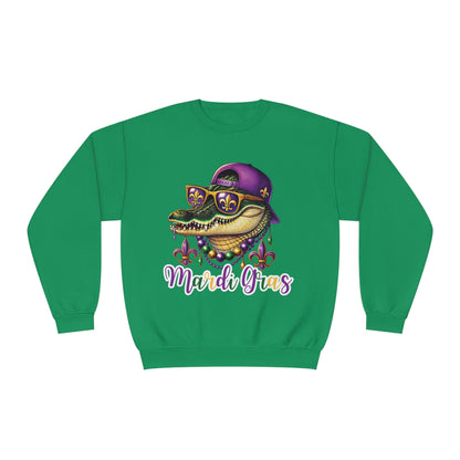 Mardi Gras Alligator Sweatshirt - Colorful New Orleans Party Vibes