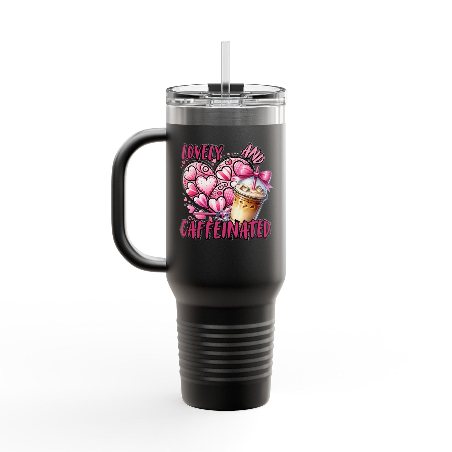 Lovely & Caffeinated 40oz Insulated Travel Mug - Perfect for Coffee Lovers