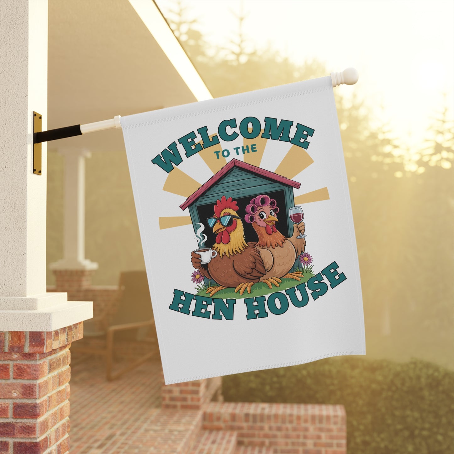Welcome to the Hen House Garden Flag – Funny Chicken Yard Banner | Farmhouse Outdoor Décor for Chicken Moms & Coop Lovers