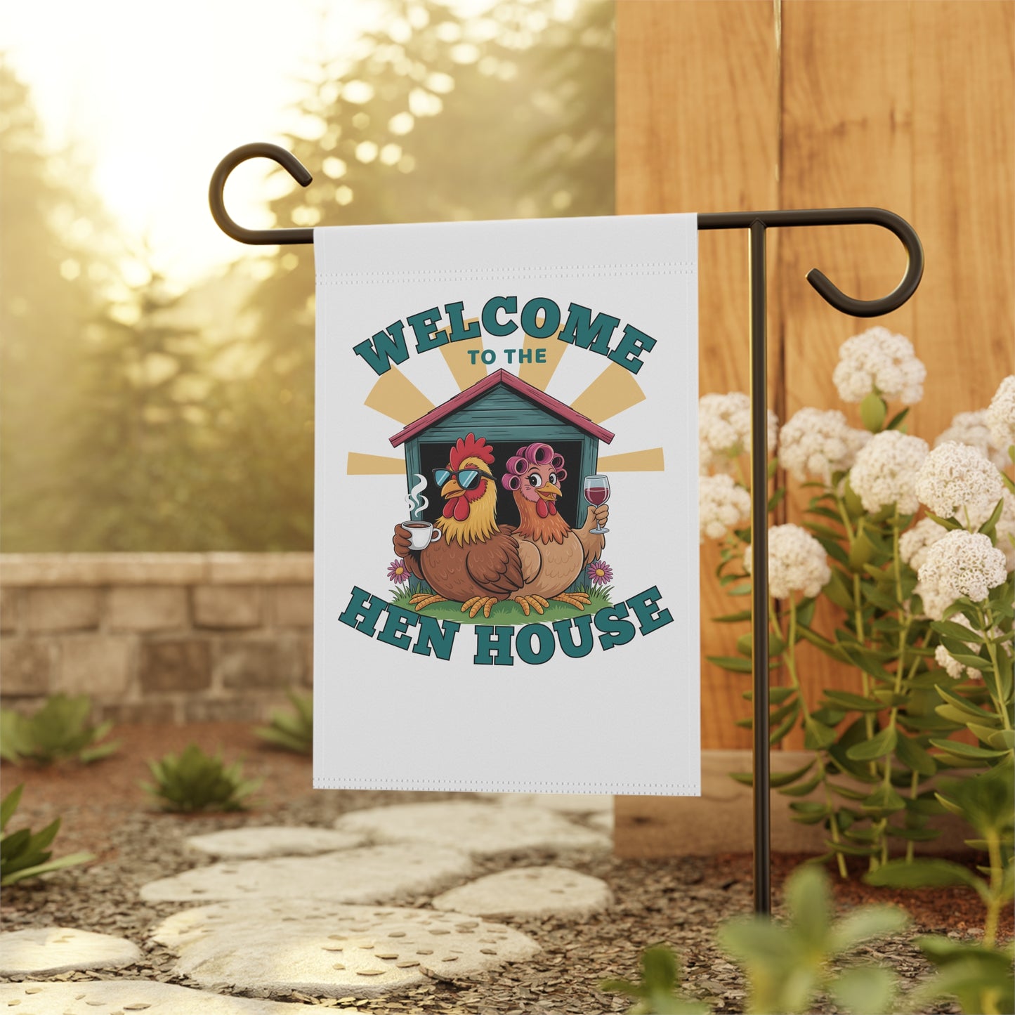 Welcome to the Hen House Garden Flag – Funny Chicken Yard Banner | Farmhouse Outdoor Décor for Chicken Moms & Coop Lovers