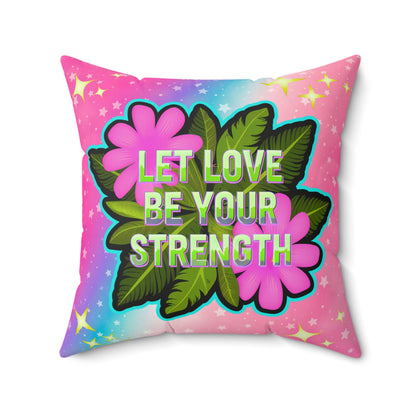 Gogo the Gentle Gorilla Faux Suede Throw Pillow – “Let Love Be Your Strength” Quote | Imaginaria Home Decor