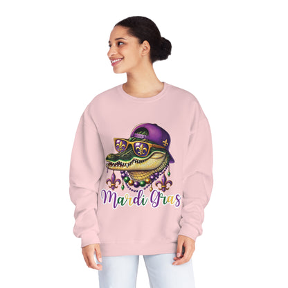 Mardi Gras Alligator Sweatshirt - Colorful New Orleans Party Vibes