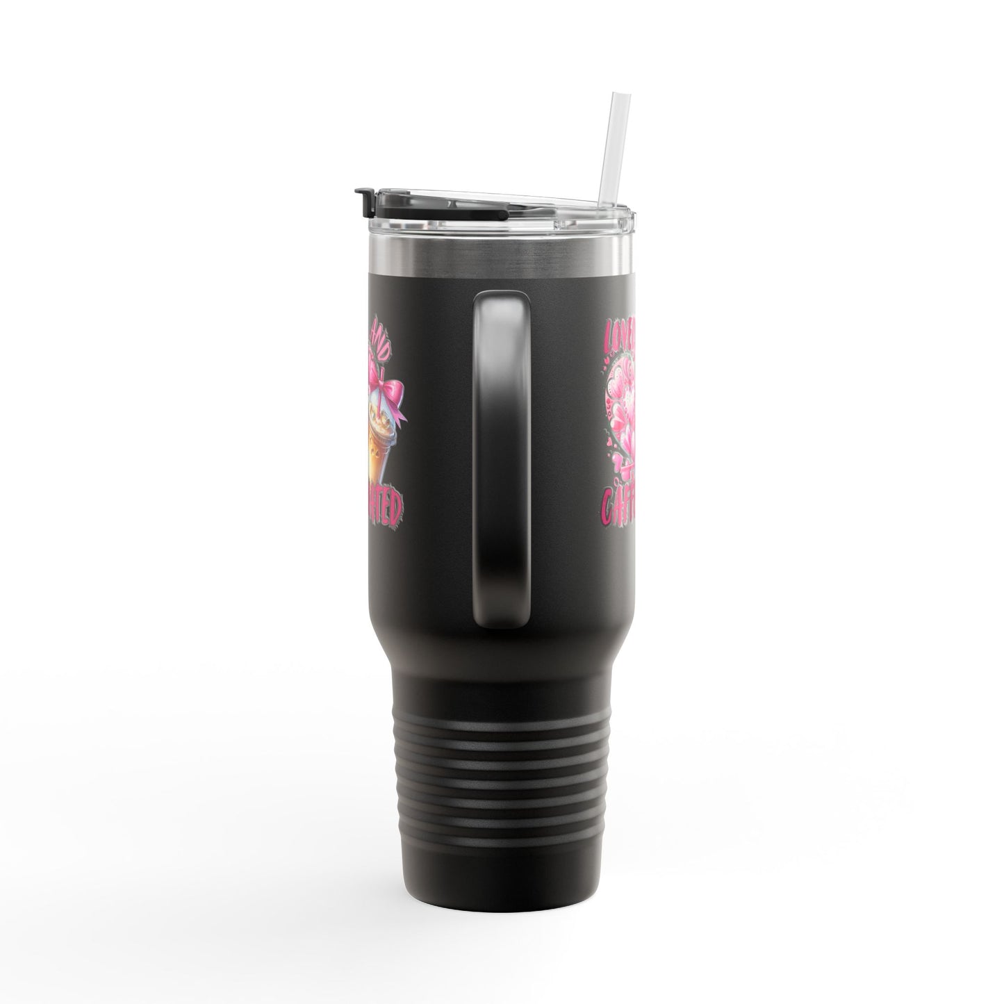 Lovely & Caffeinated 40oz Insulated Travel Mug - Perfect for Coffee Lovers