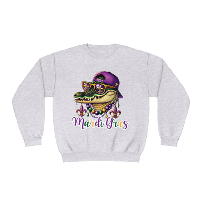 Mardi Gras Alligator Sweatshirt - Colorful New Orleans Party Vibes