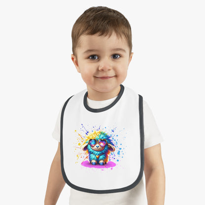 Sunny the Snuggly Sheep Baby Bib – Imaginaria Cozy Rainbow Infant Bib | Galaxy Heart Glasses Baby Shower Gift