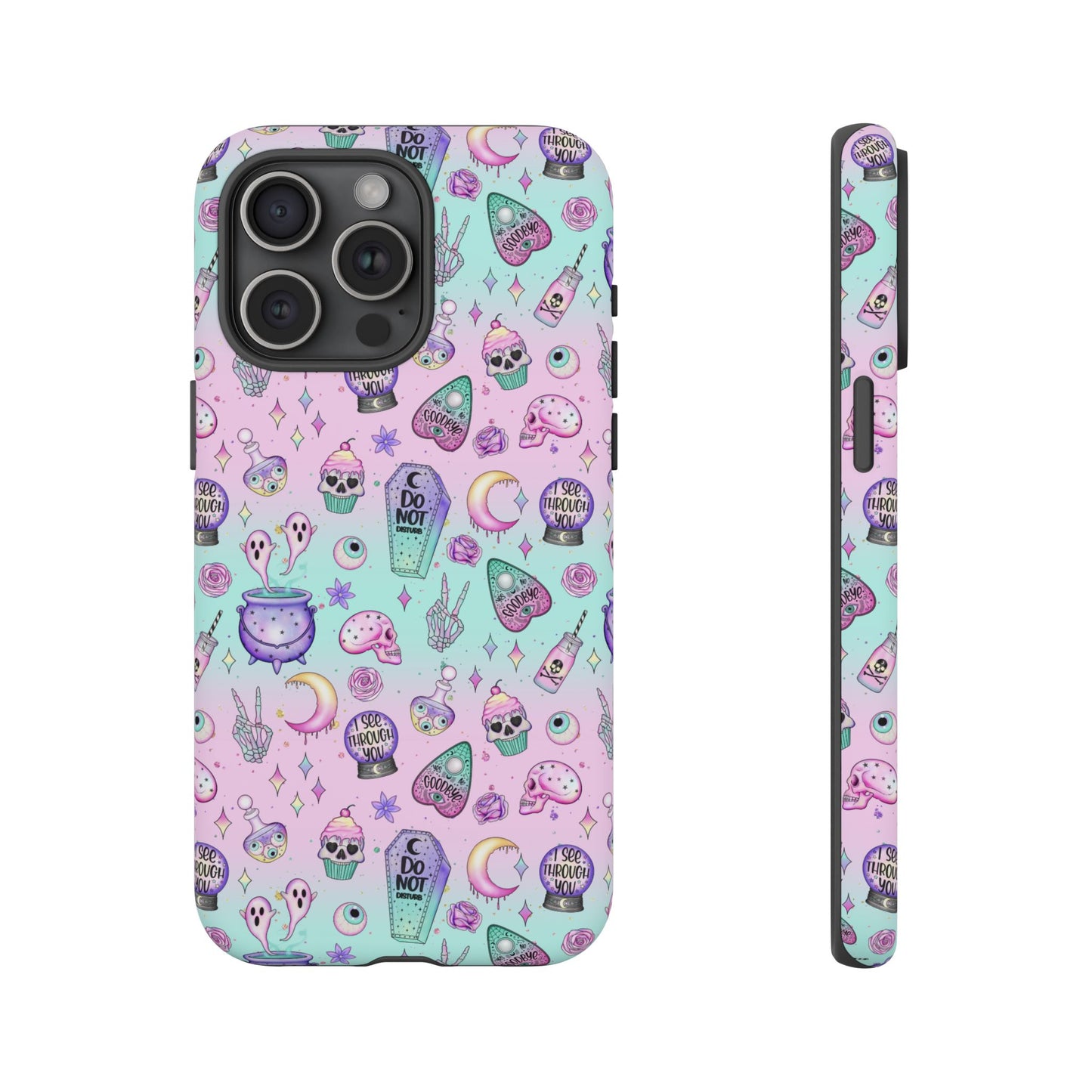 Kawaii Pastel Goth Phone Case – Cute Spooky Ghosts, Skulls & Planchettes – iPhone Case for Alt Girls, Vaporwave Witchcore Aesthetic