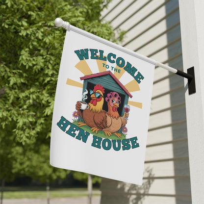 Welcome to the Hen House Garden Flag – Funny Chicken Yard Banner | Farmhouse Outdoor Décor for Chicken Moms & Coop Lovers