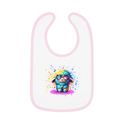 Sunny the Snuggly Sheep Baby Bib – Imaginaria Cozy Rainbow Infant Bib | Galaxy Heart Glasses Baby Shower Gift
