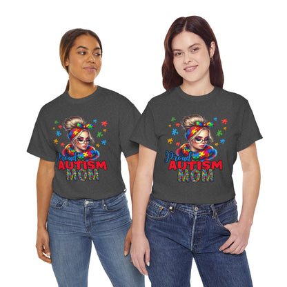 Proud Autism Mom Unisex Heavy Cotton Tee | Colorful Support Shirt