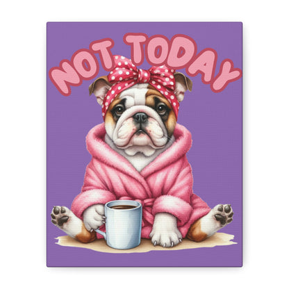 Cute Bulldog Canvas Wall Art - Cozy Morning Vibes