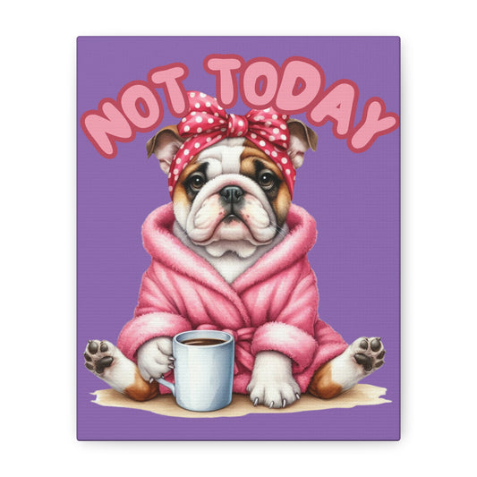 Cute Bulldog Canvas Wall Art - Cozy Morning Vibes