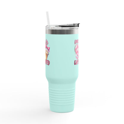 Lovely & Caffeinated 40oz Insulated Travel Mug - Perfect for Coffee Lovers