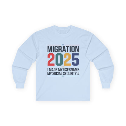 Migration 2025 Long Sleeve Tee - I Made My Username My Social Security # - Unisex Cotton Top