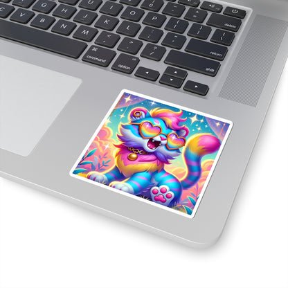 Luna the Rainbow Cat Vinyl Sticker – Imaginaria Whimsical Character Decal | Laptop, Notebook, Water Bottle Sticker