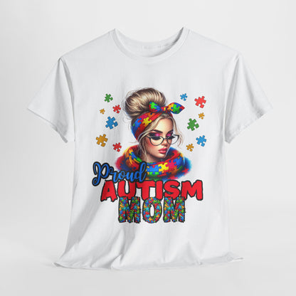 Proud Autism Mom Unisex Heavy Cotton Tee | Colorful Support Shirt