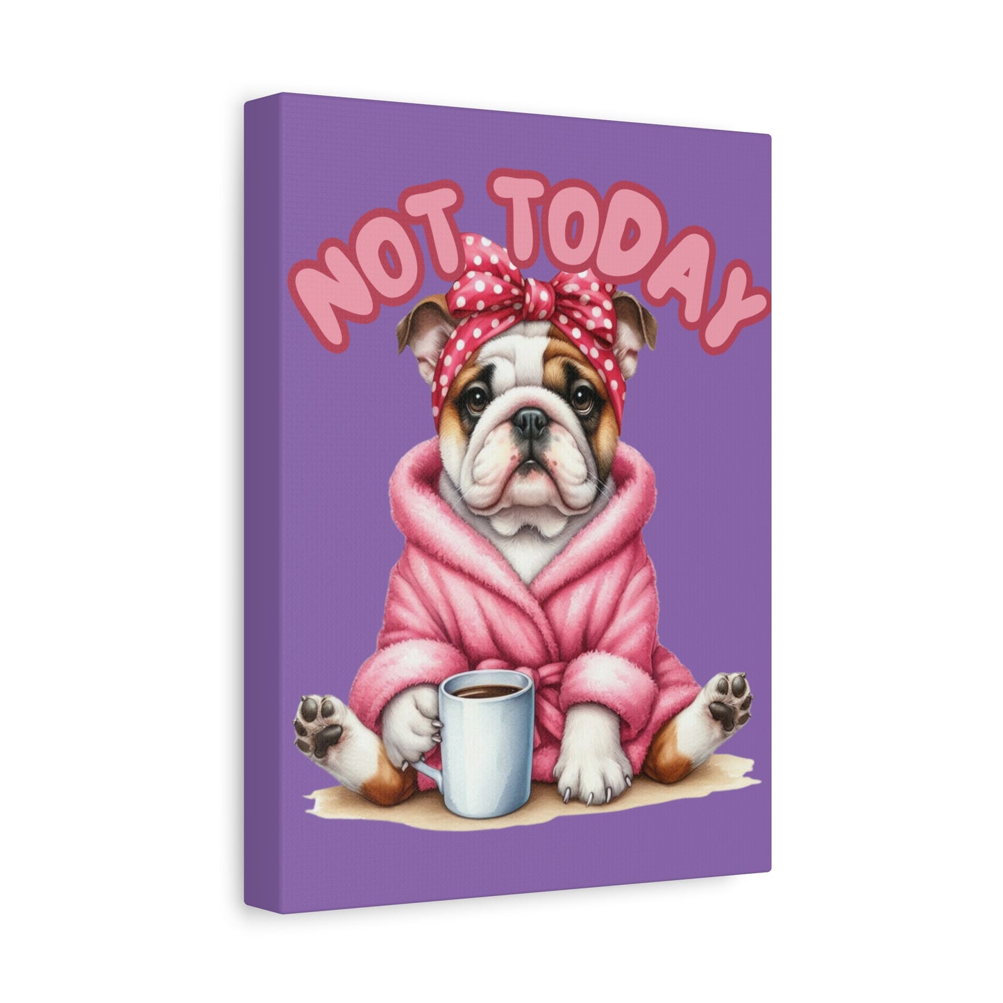 Cute Bulldog Canvas Wall Art - Cozy Morning Vibes