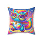 Luna the Rainbow Cat Faux Suede Throw Pillow – “Dream” Quote Pillow | Imaginaria Home Decor