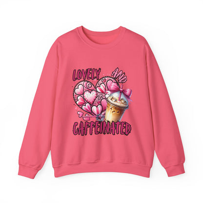 Lovely and Caffeinated Crewneck Sweatshirt – Cozy Unisex Sweater for Coffee Lovers