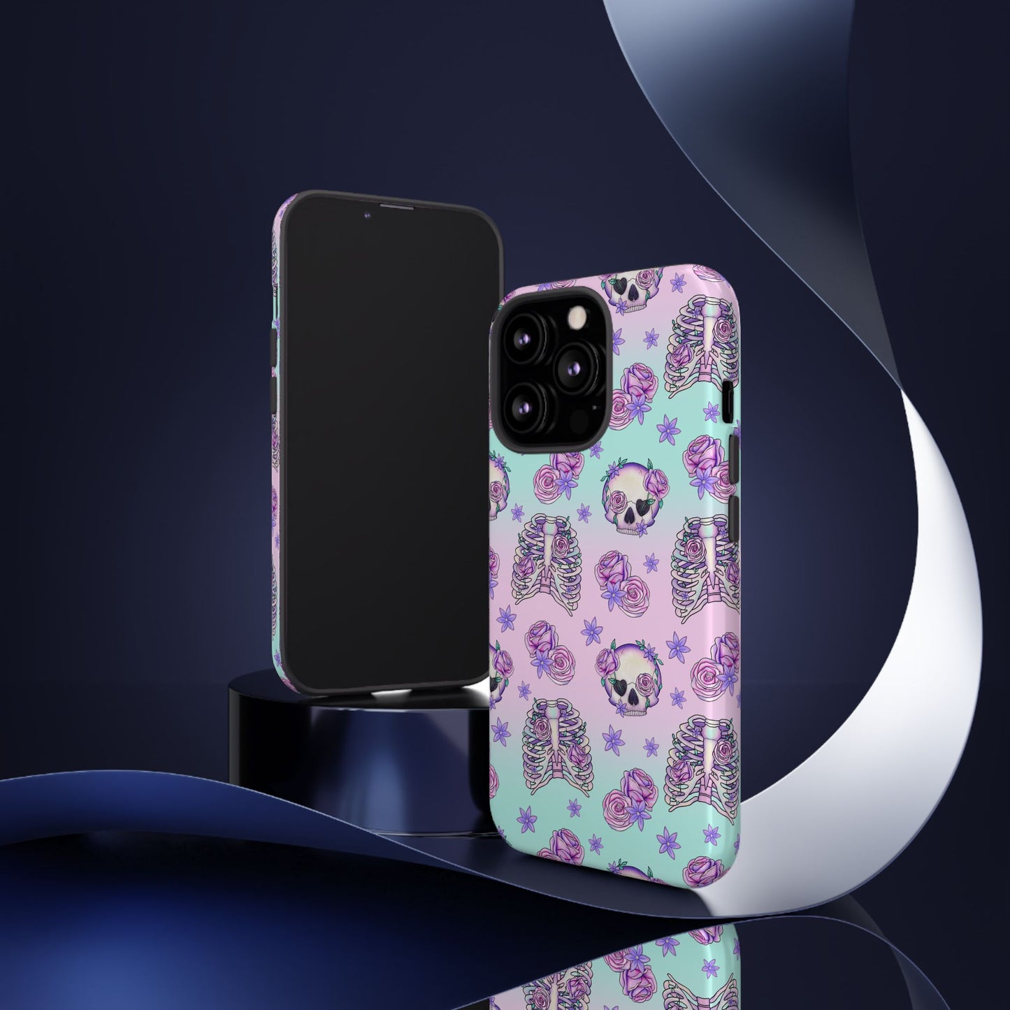 Cute Halloween Phone Case, Tough Phone Cover, Bat and Pumpkin Design, Spooky Tech Gift, Fall Accessories, Halloween Decor