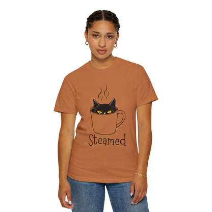 Steamed Cat Mug Tee – Sassy, Spooky, and Caffeinated