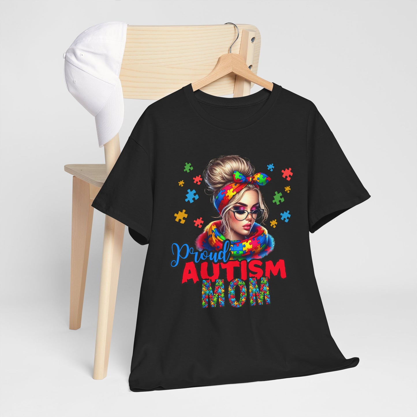 Proud Autism Mom Unisex Heavy Cotton Tee | Colorful Support Shirt
