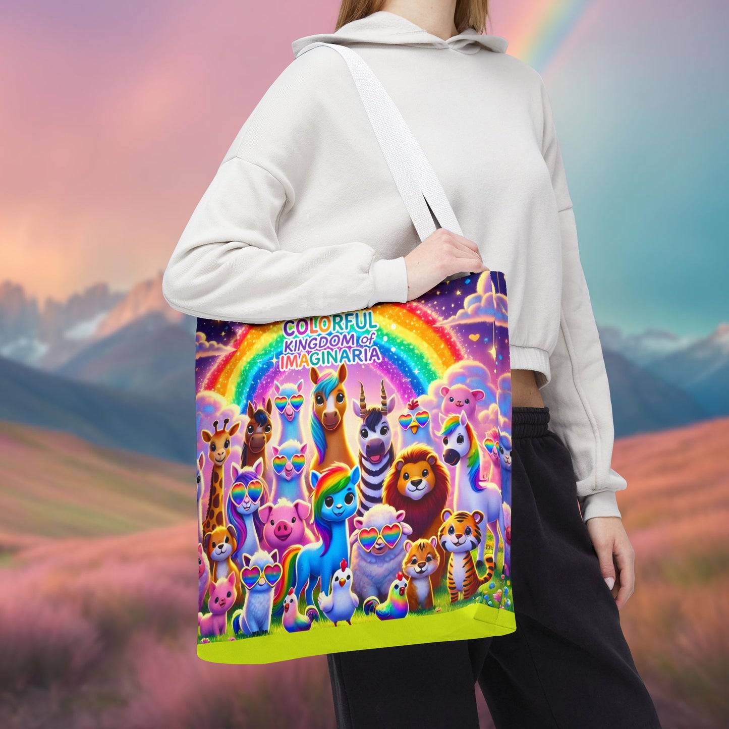 The Colorful Kingdom of Imaginaria Tote Bag – All Characters Design | Storybook Adventure Carry-All