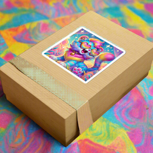 Luna the Rainbow Cat Vinyl Sticker – Imaginaria Whimsical Character Decal | Laptop, Notebook, Water Bottle Sticker