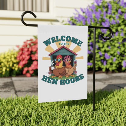Welcome to the Hen House Garden Flag – Funny Chicken Yard Banner | Farmhouse Outdoor Décor for Chicken Moms & Coop Lovers