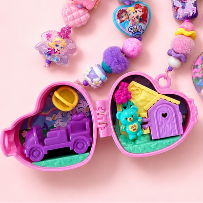 Polly Pocket XOXO Purse Charm with Heart Compact & Beads