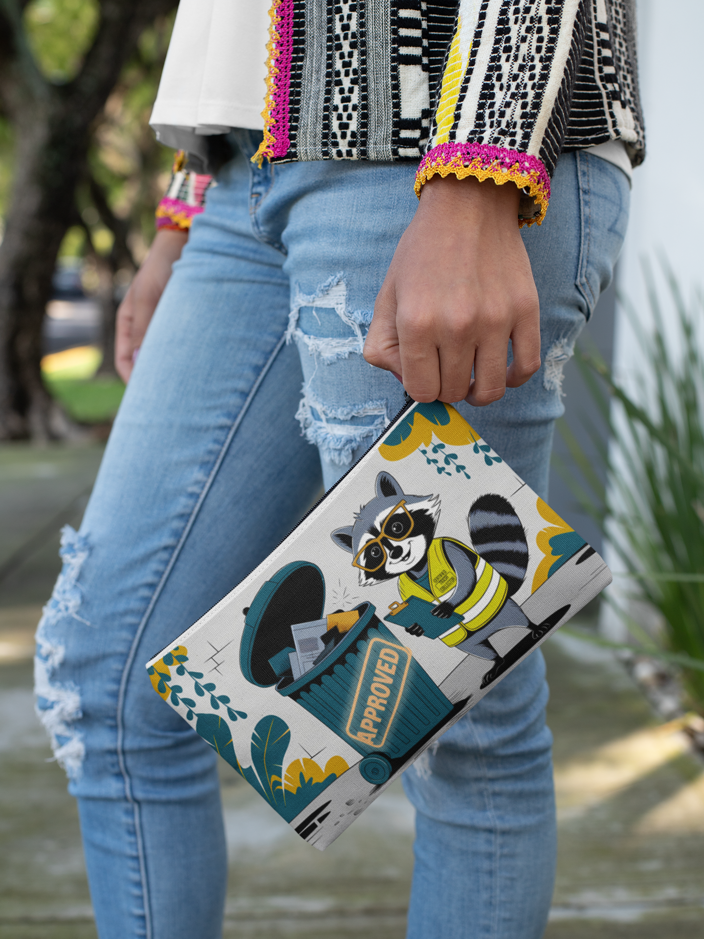 Cute Raccoon Certified Garbage Collector Accessory Pouch