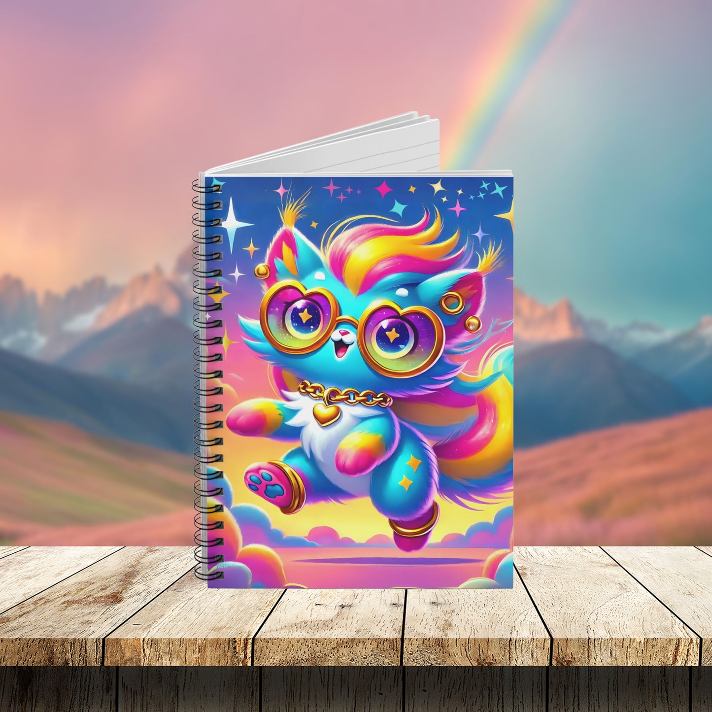 Luna the Rainbow Cat Spiral Notebook – Imaginaria Whimsical Character Journal | Colorful Creative Writing Notebook