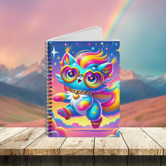 Luna the Rainbow Cat Spiral Notebook – Imaginaria Whimsical Character Journal | Colorful Creative Writing Notebook