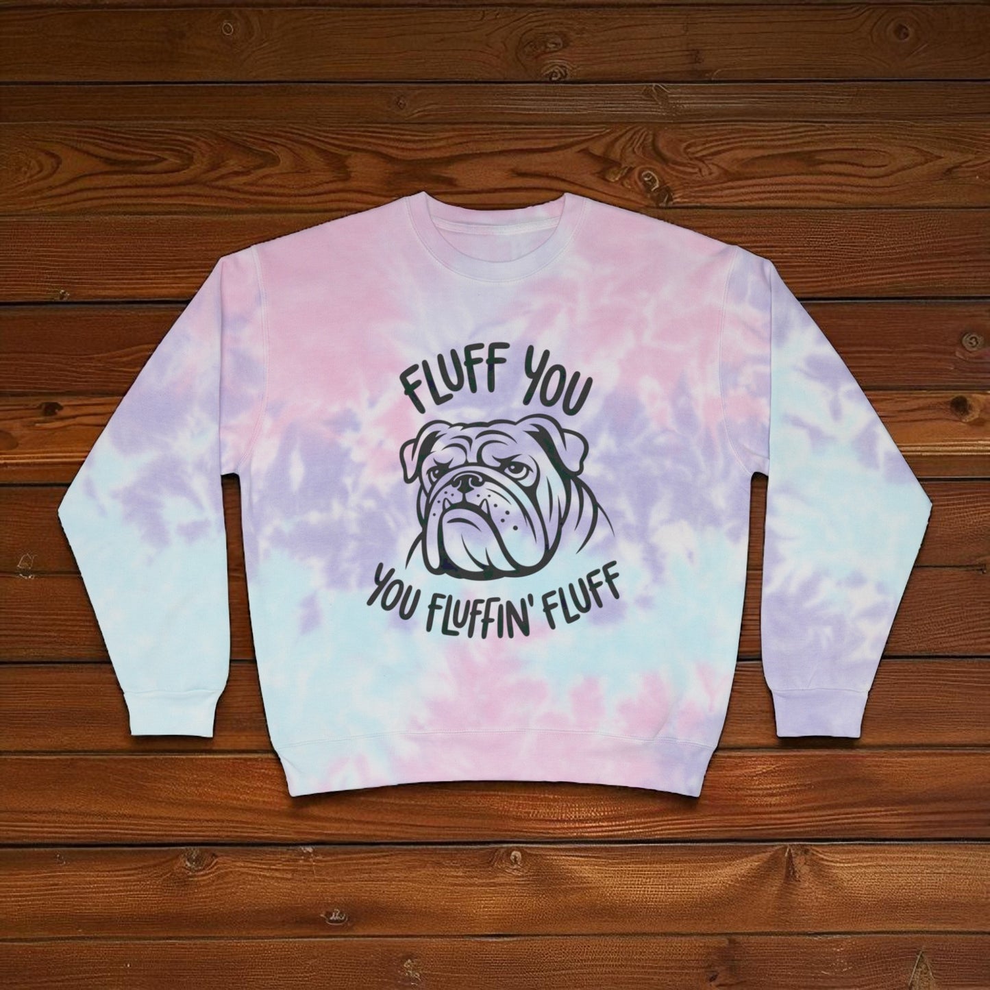 Fluffy Bulldog Tie-Dye Sweatshirt, Cozy Unisex Tie-Dye Pullover, Casual Dog Lover Gift, Funny Pet-Themed Apparel, Comfortable Tie-Dye Hoodie