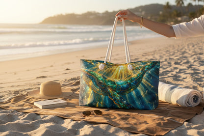 Golden Light Whale Weekender Bag | Ocean Fantasy Nautical Tote
